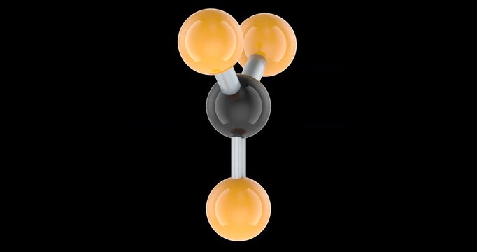 CS3 carbon trisulfide molecule model rotation animation seamlessly loopable. 3D rendering isolated on transparent background