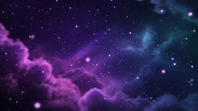 Deep space image with purplish clouds and brilliant stars