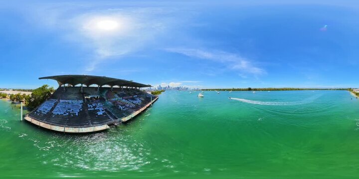 Miami Marine Stadium 360 VR aerial virtual tour flyby