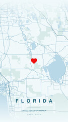 Fototapeta premium Modern minimalist vector map of Florida, USA. High-quality scalable illustration of Florida state borders, Florida Keys and major city grids like Miami, Orlando, and Tampa for posters and design.