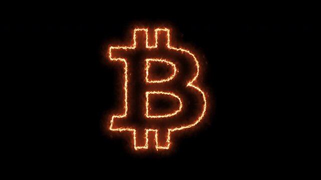Bitcoin Symbol On Fire