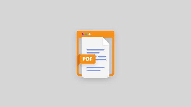 A simple PDF document icon on a gray background with a clean and minimalistic design.