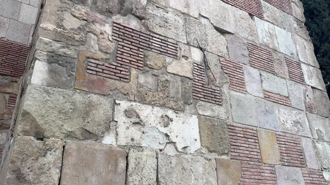 Roman Walls of Barcelona Old City Center Ancient Ruins
