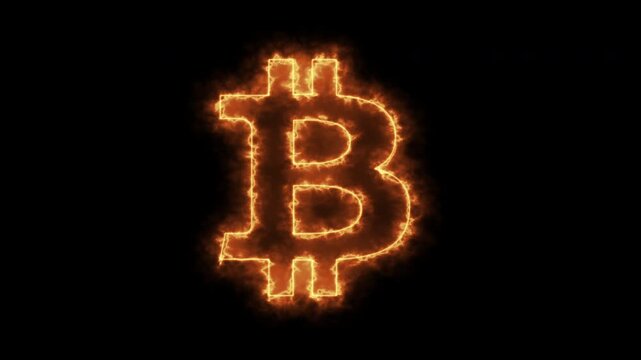 Bitcoin Symbol On Fire