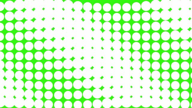 abstract animated background video of white circles moving like waves on green screen, looping video, motion graphic