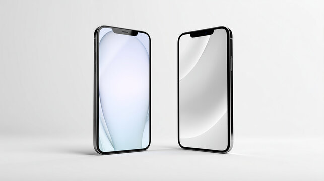 2台のスマホが向き合うシンプルな3D構図