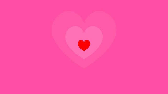 Red heart inside nested pink heart shapes on pink background