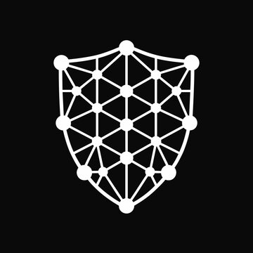 Triangular shield with hexagonal internal grid &ndash; Perfect for cloud security, protective software suites, or data privacy organizations.