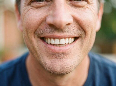 Bonito sorriso em um rosto masculino