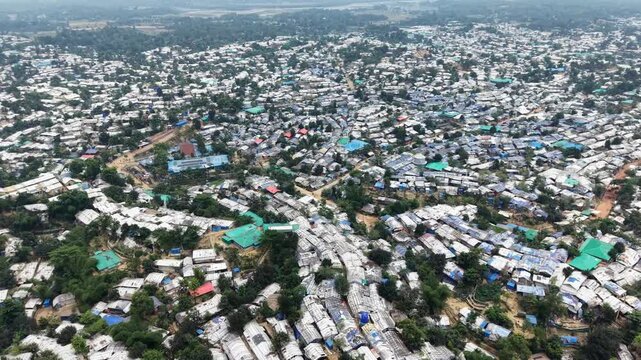 Massive Rohingya Refugee Camp Landscape in Cox&rsquo;s Bazar Bangladesh Captured by Drone