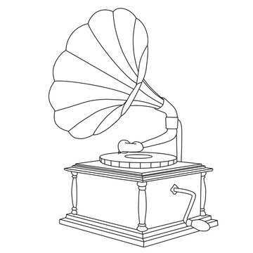 old gramophone isolated on white