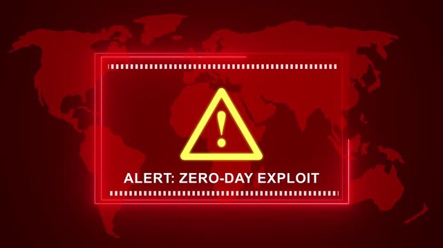 Alert: Zero-Day exploit warning. Cyber security defense and system protection from hackers, secure digital systems. animation