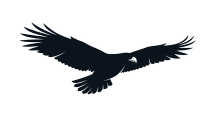 Obraz premium Elegant minimalist dark silhouette of a majestic eagle in full flight, representing power, freedom, and graceful aspiration