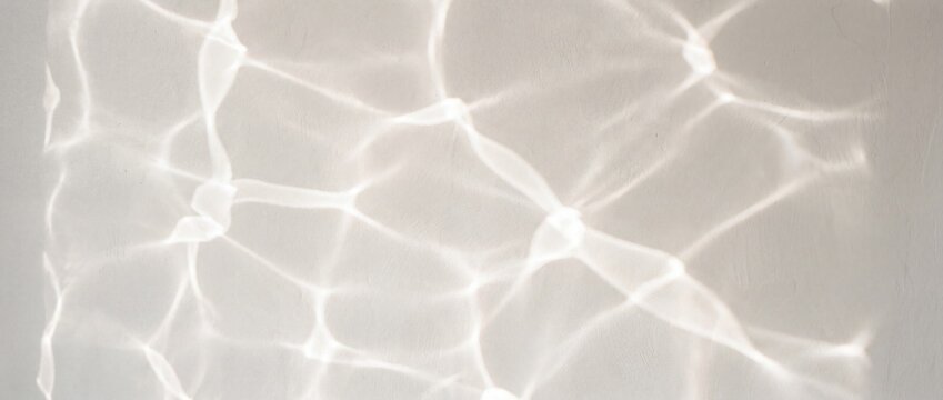 Minimalist abstract 3D concept of soft water caustics light reflection on a blank white wall