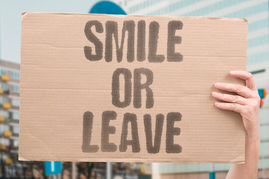 "Smile Or Leave" Demanding environments exclude people expressing authentic struggles. POSITIVITY. RELENTLESS. ENVIRONMENTS. AUTHENTIC. STRUGGLES.