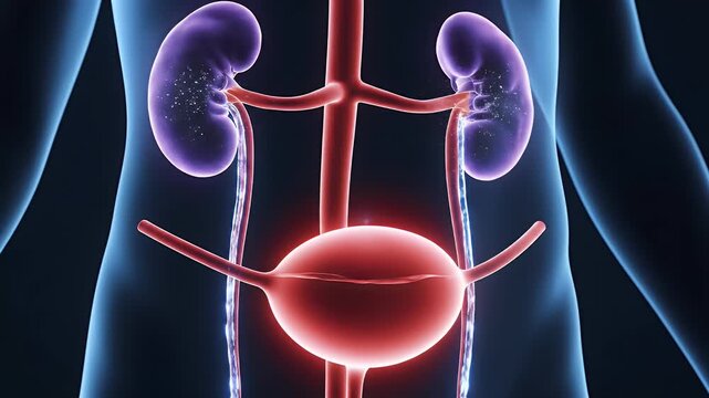Anatomy of the Human Urinary System Illustration.