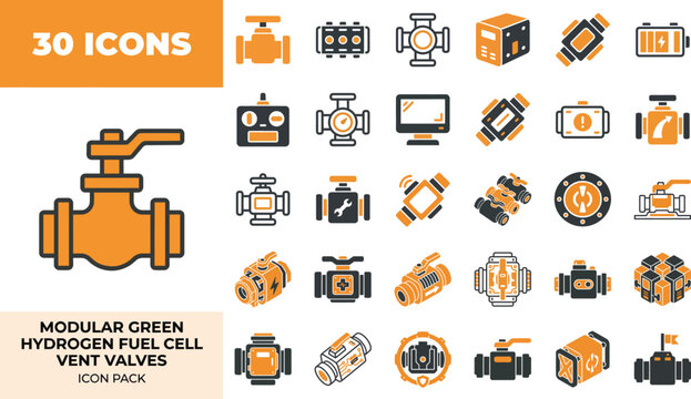 Modular green hydrogen fuel cell & vent valve control system icons