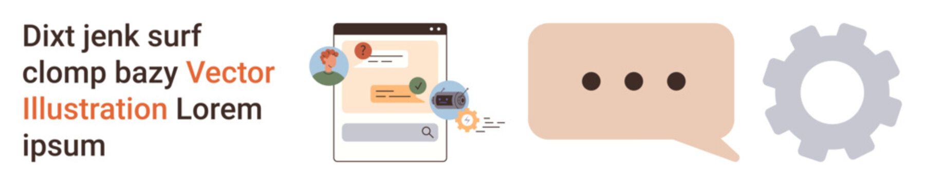 Communication, teamwork, digital tools, messaging apps, workflow, technology interface. A chat window, speech bubble and gear icons. Communication and teamwork concepts