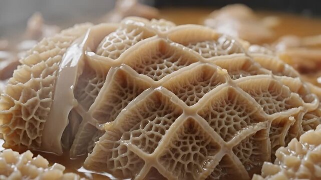 Closeup of Raw Beef Tripe Texture and Pattern.