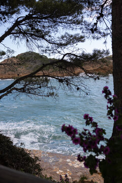 view of ocean and cliffs in costa brava, spain