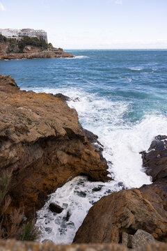 view of ocean and cliffs in costa brava, spain