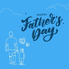 Naklejka premium Happy Fathers Day Blue Minimal Greeting Card