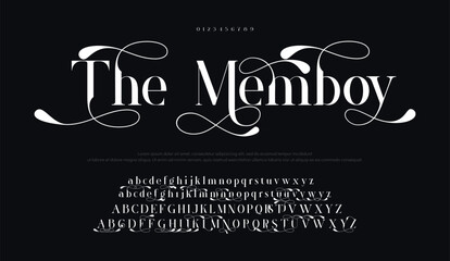 The Memboy Elegant alphabet fonts. Luxury lettering typography decorative concept for wedding invitations, letters, signs, fashion and many more. vector illustration © Font_Hub