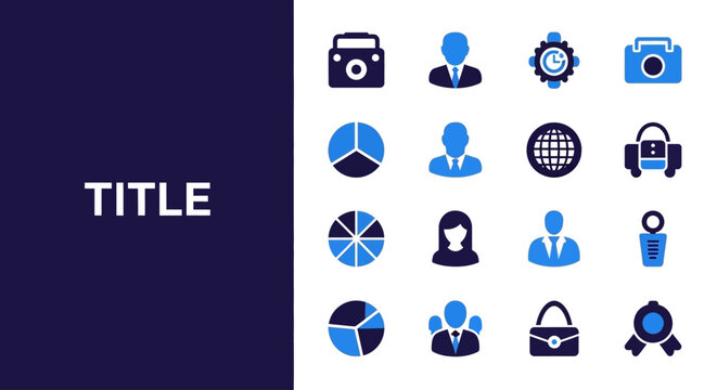 Modern vector icon collection offering diverse graphic representations for business, technology, user interfaces, data analytics, and digital project essentials