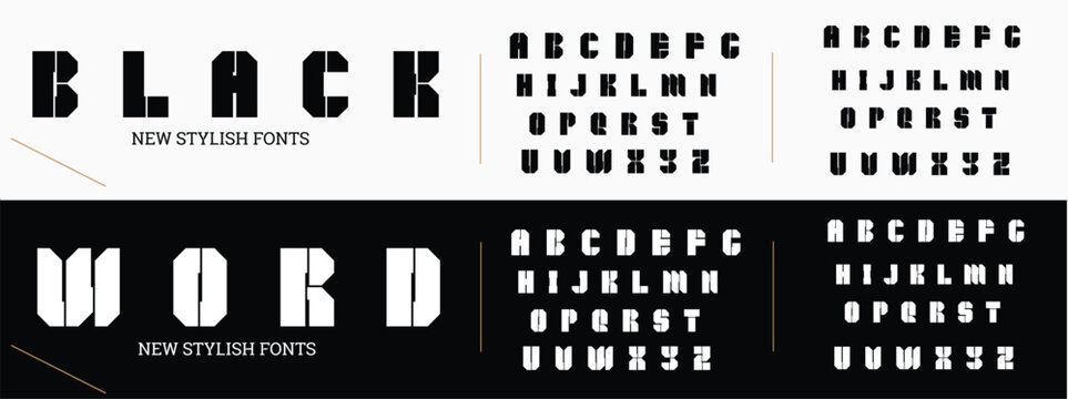 BLACK WORD Minimal modern logo alphabet fonts. Typography minimalist urban sana serif digital fashion future creative logos fonts. vector illustration