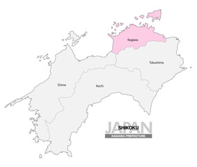 Fototapeta premium [日本地図] 四国の香川県の県名入り位置地図 (英語)