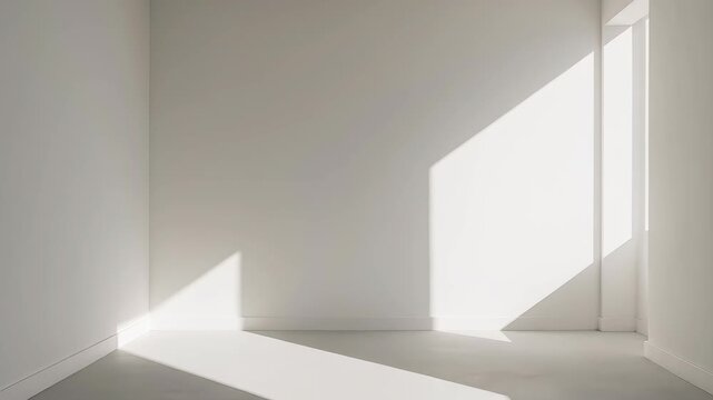 Empty Room bathed in Light: A minimalist room with soft light streaming through a window, illuminating the clean lines and creating a sense of calm.
