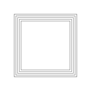 Square Concentric Line Art Frame, Geometric Quadrilateral Outline Element for Minimalist Logo Design, Thin Black Stroke Square Border Isolated on White Background.