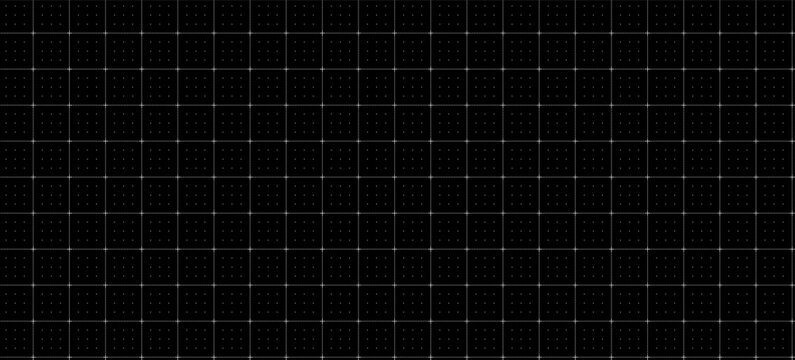 Seamless pattern dot axis cross grid blueprint, black surface. Point alignment geometry layout, interface wireframes dashboards planning pages data charts engineering diagrams technology visuals.