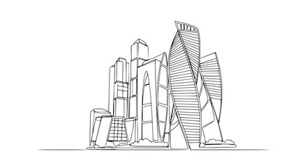 Obraz premium Modern Cityscape Sketch: Futuristic Buildings and Towers