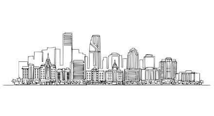 Naklejka premium Cityscape Sketch Drawing - Modern and Historic Buildings Skyline