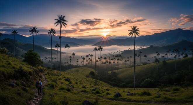 Sunrise over the Cocora Valley - A breathtaking landscape view.