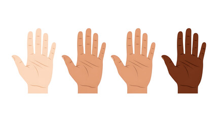Obraz premium Hands of different skin tones illustrating diversity and unity