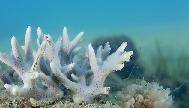 Bleached Staghorn Coral Reef Under The Sea.