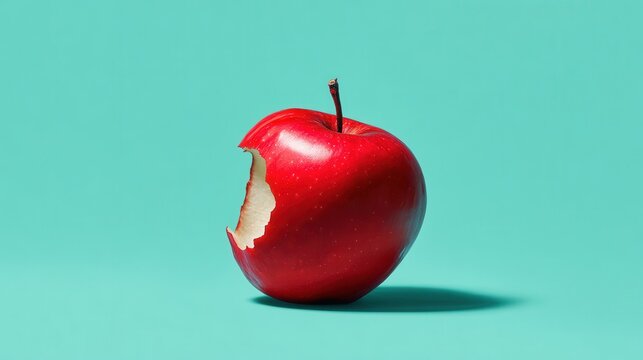 Bite on Red Apple, Blue Back
