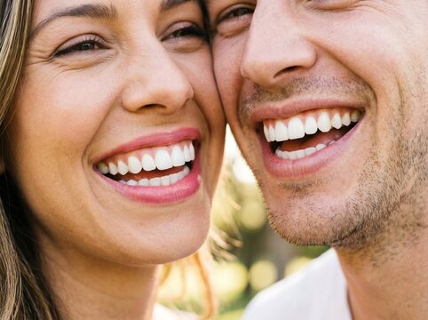 Homem e mulher sorrindo juntos