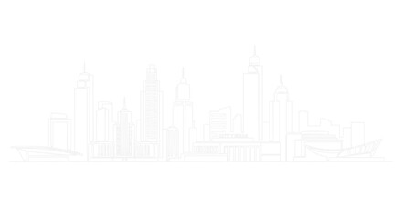 Obraz premium Minimalist City Skyline Outline Drawing on White Background