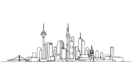 Obraz premium Modern City Skyline Sketch - Minimalist Line Art Illustration of Urban Architecture