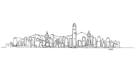 Obraz premium Hong Kong Skyline Sketch - Minimalist Cityscape Drawing