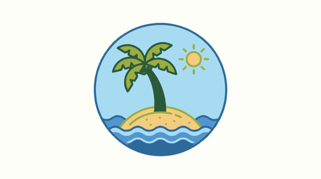 A cartoon palm tree on island.