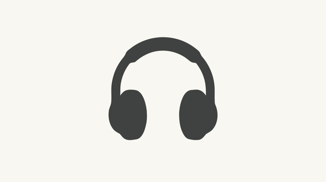 Black Headphones Icon Closeup View.