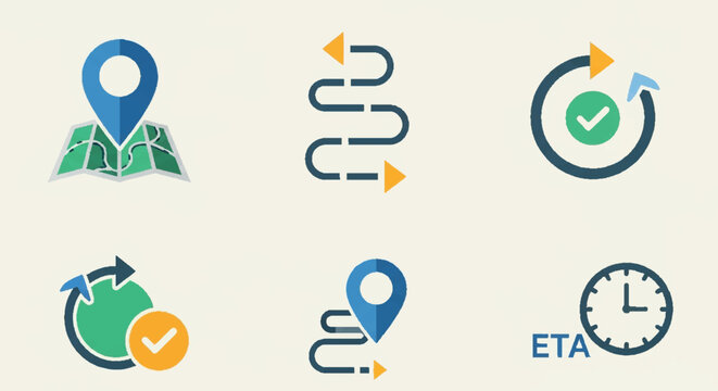 Set of logistics and delivery tracking icons for modern business applications.
