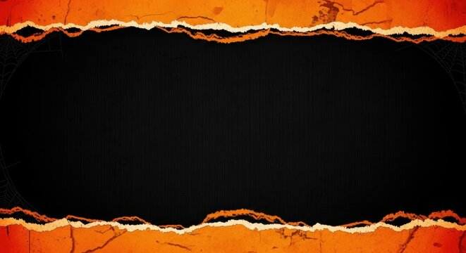 Torn Paper Texture with Orange and Black Background.