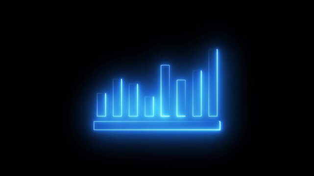 Business graph chart icon animation. glowing line graph, finance marketing success profit.motion animation. Business graph.4k