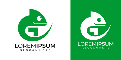 Modern chameleon logo design with letter g and lorem ipsum text for business branding and identity © agung