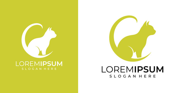 Modern cat logo design with lorem ipsum text for branding